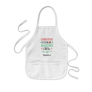 Delantal Infantil Navidades Cookie Baking Crew Nombre del niño de la