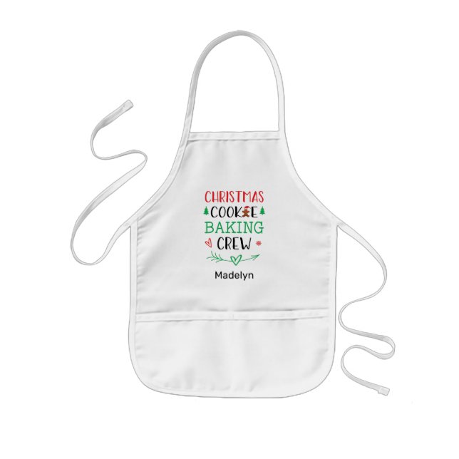 Delantal Infantil Navidades Cookie Baking Crew Nombre del niño de la (Frente)
