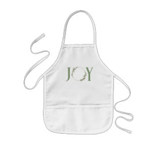 Delantal Infantil Navidades de Wreath Joy de color verde minimalista