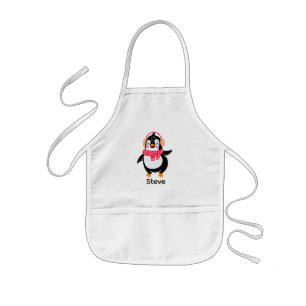 Delantal Infantil Navidades Jolly Penguin en una bufanda con bocanad