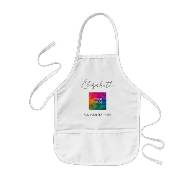 Delantal Infantil Niños Chicas Niños Aprons Tu Nombre De Texto Foto  (Frente)