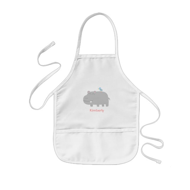 Delantal Infantil Niños con Hipo y Aves Azules Personalizados (Frente)