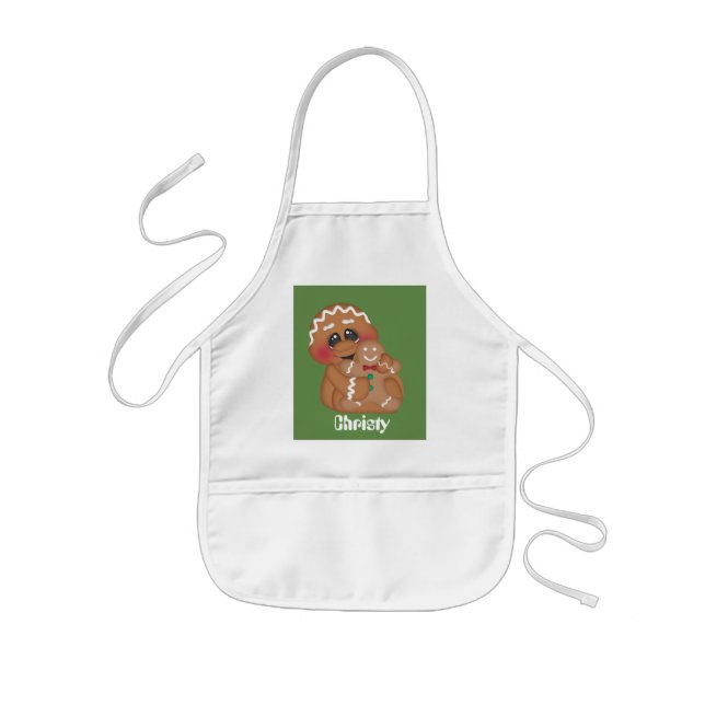 Delantal Infantil Niños Unisex personalizable horneando panecillos (Frente)