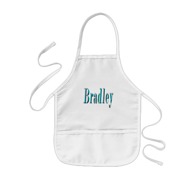 Delantal Infantil Nombre Blue Bradley, (Frente)