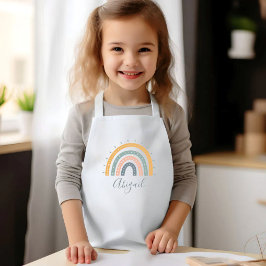 Delantal Infantil Nombre de Niños Boho Pastel Tonos Tierra