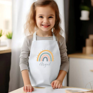 Delantal Infantil Nombre de Niños Boho Pastel Tonos Tierra