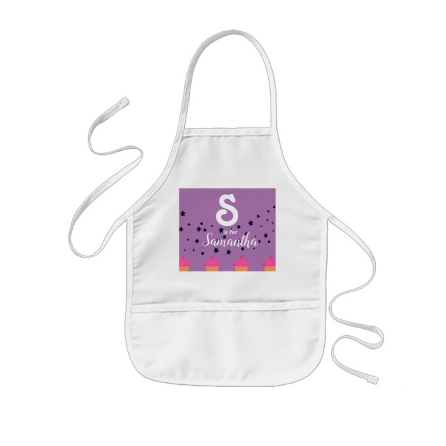 Delantal Infantil Nombre inicial Apron Cupcakes Personalizado para N (Frente)