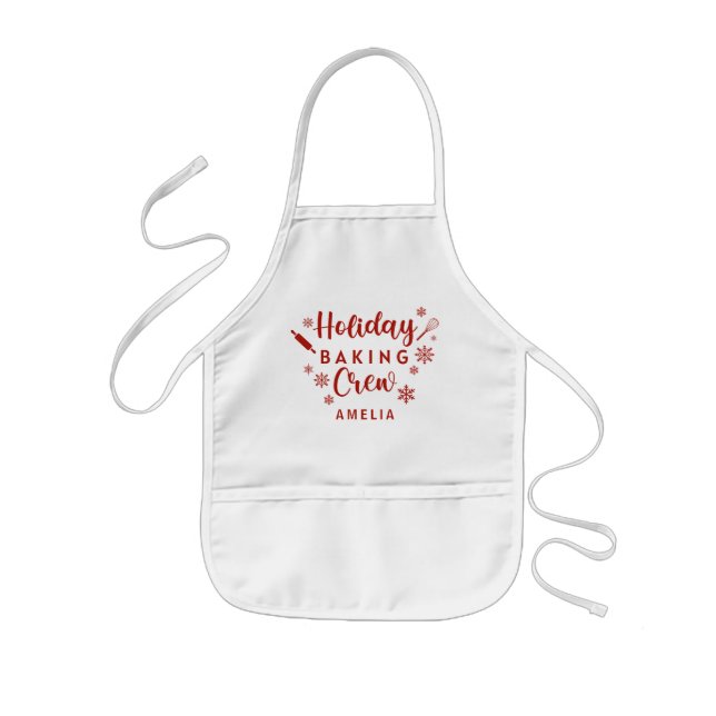 Delantal Infantil Nombre personalizado Niños Holiday Crew Apron (Frente)