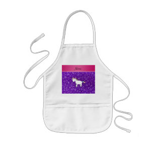 Delantal Infantil Nombre personalizado unicornio índigo purpurina pú