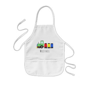 Delantal Infantil Nombre y tren de locomotora colorida del niño en 