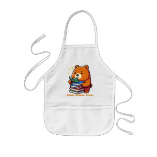 Delantal Infantil Oso lindo leyendo con libros Kawaii