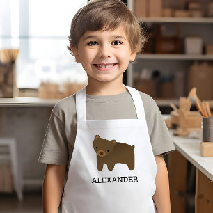 Delantal Infantil Oso Marrón Bonito Personalizado