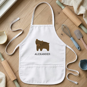 Delantal Infantil Oso Marrón Bonito Personalizado