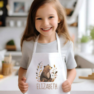 Delantal Infantil Oso Pardo Bosque Personalizado Lindo