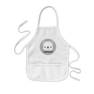 Delantal Infantil Oso polar pequeño y corto con nombre personalizado