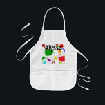 Delantal Infantil Paint Splats Apron del niño personalizado<br><div class="desc">Un diseño de delantal colorido y luminoso para tu incipiente artista. Un arcoiris de pintura se extiende por todo el diseño con la capacidad de personalizar con el nombre de su hijo o el nombre de la escuela. También puede dejar en blanco. Este diseño también se puede usar en delantales...</div>