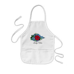 Delantal Infantil Pájaro De Ladybird Acuarela Con Flores Salvajes Az