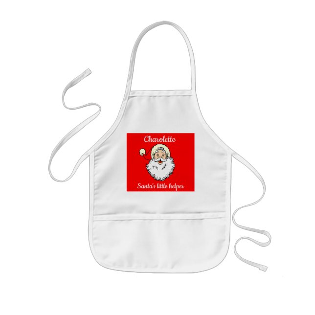 Delantal Infantil Papá Noel rojo y blanco personalizado (Frente)