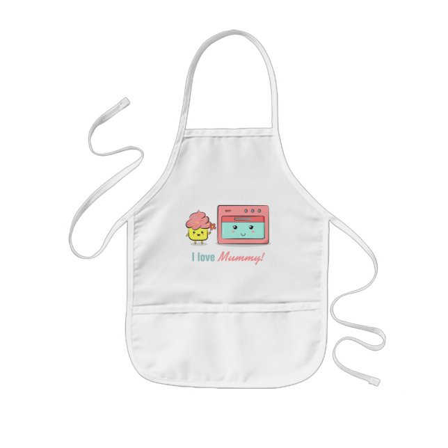 Delantal Infantil Para mamá - Cute cupcake presentando una flor a la (Frente)