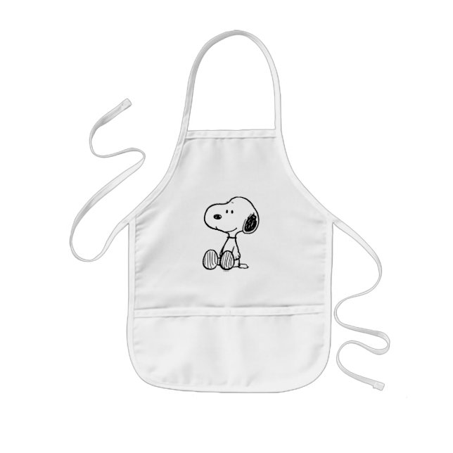 Delantal Infantil PEANUTS | Snoopy on Black White Comics (Frente)
