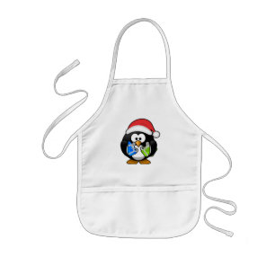 Delantal Infantil Pequeño pingüino animado lindo del navidad