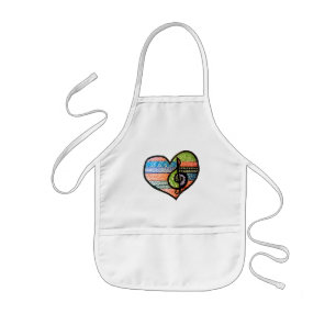Delantal Infantil Personalizable del corazón de la música arcoiris c