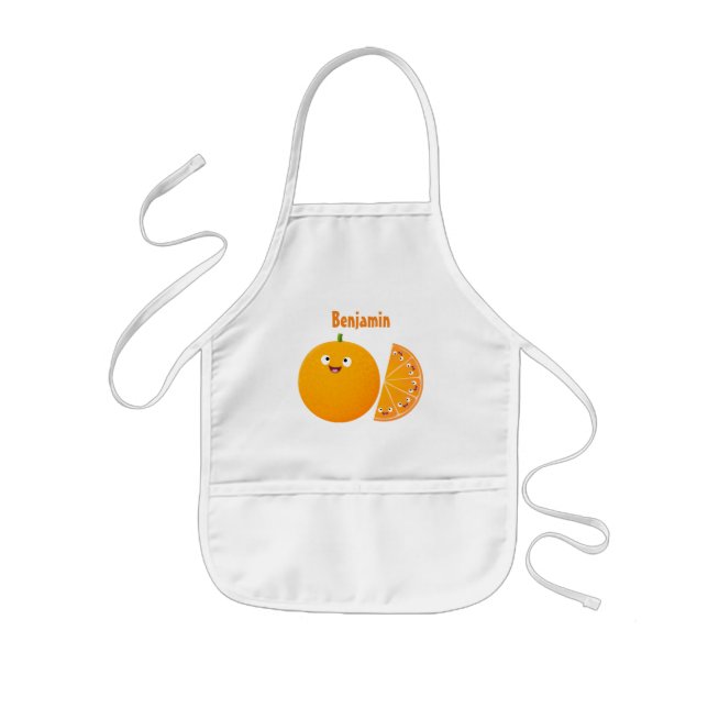 Delantal Infantil Personalizado de cítricos de feliz naranja (Frente)