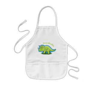 Delantal Infantil Personalizado de dinosaurios de triceratops verde 