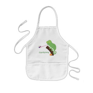Delantal Infantil Personalizado de lagarto de camaleón verde lindo