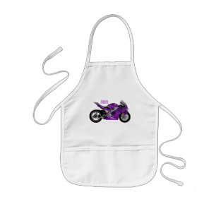 Delantal Infantil Personalizado de motocicleta Purple