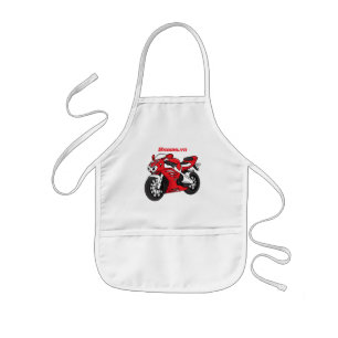Delantal Infantil Personalizado de motocicleta roja