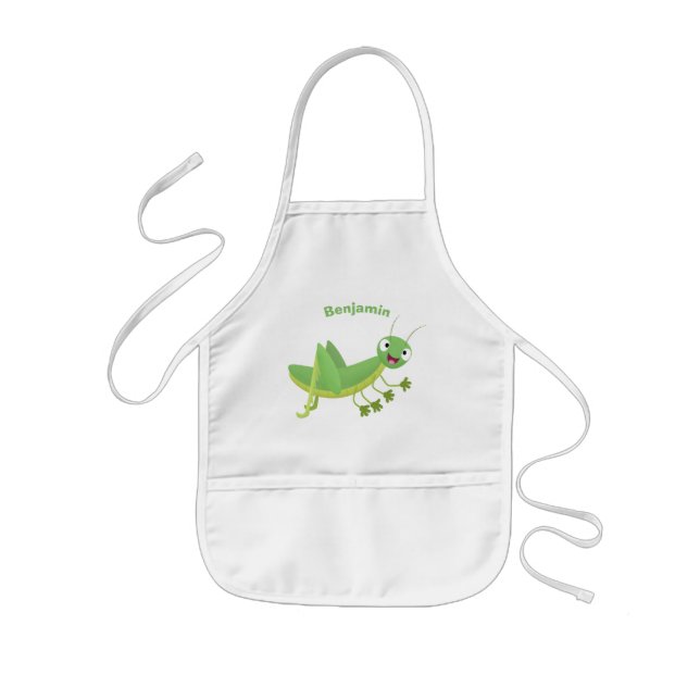 Delantal Infantil Personalizado de saltamontes alegre verde (Frente)