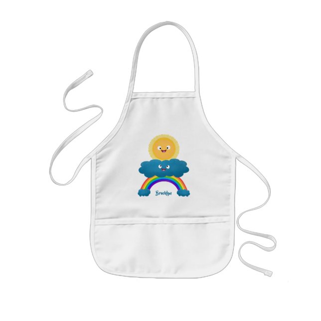 Delantal Infantil Personalizado del arco iris de la nube de sol feli (Frente)