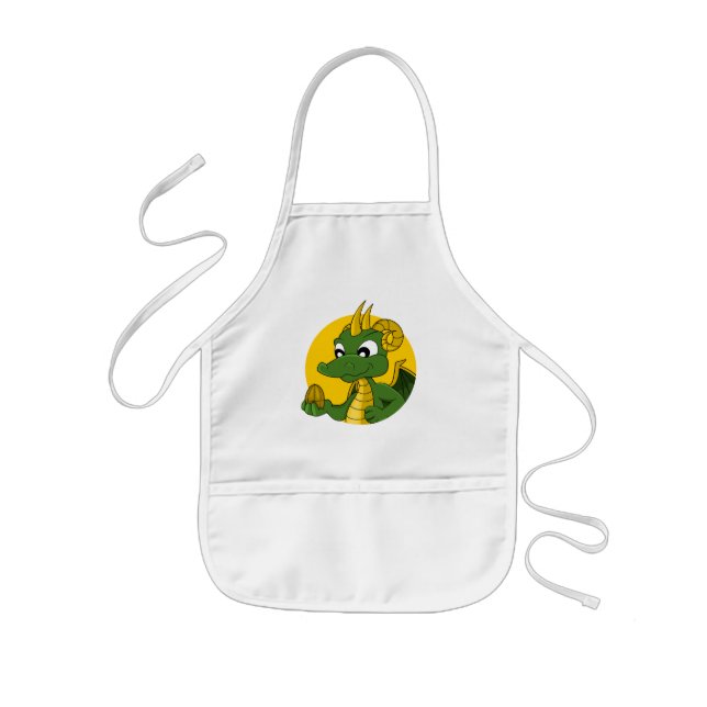 Delantal Infantil Personalizado del dragón verde (Frente)