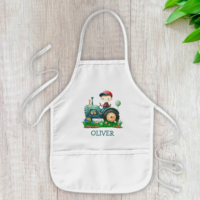 Delantal Infantil Personalizado el tractor verde lindo de los chicos (Subido por el creador)