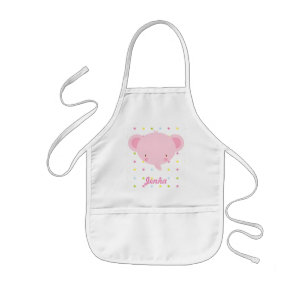 Delantal Infantil Personalizado Elefante Rosa Niños Apron