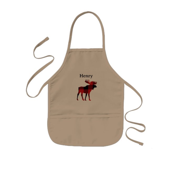 Delantal Infantil Personalizado Moose Buffalo Check Winter (Frente)