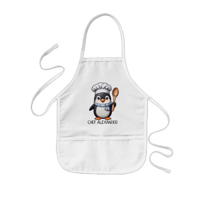 Delantal Infantil Pingüino Chef Personaliza el Apron Infantil (Frente)