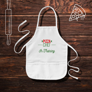 Delantal Infantil Pizza Chef en entrenamiento   - rojo verde