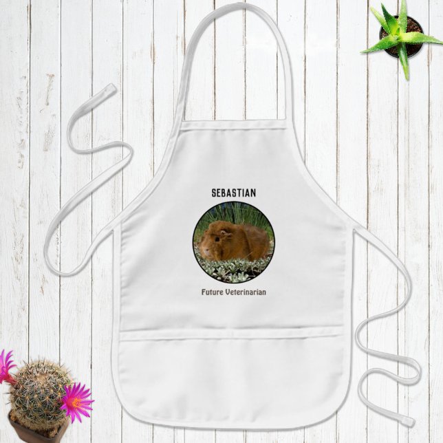 Delantal Infantil Plantilla de foto de Personalizado de cerdo de Gui (Cute personalized kids apron for crafting, gardening, cooking or baking. )