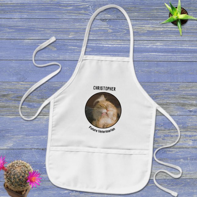 Delantal Infantil Plantilla de foto de Personalizado de gato de Main (Make a fun kids apron with a custom photo as a special occasion gift idea. )