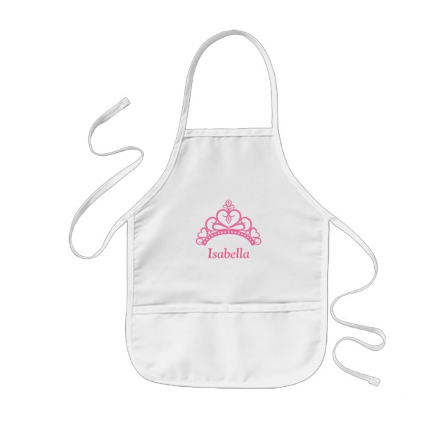 Delantal Infantil Princesa rosada elegante Tiara, corona para los (Frente)