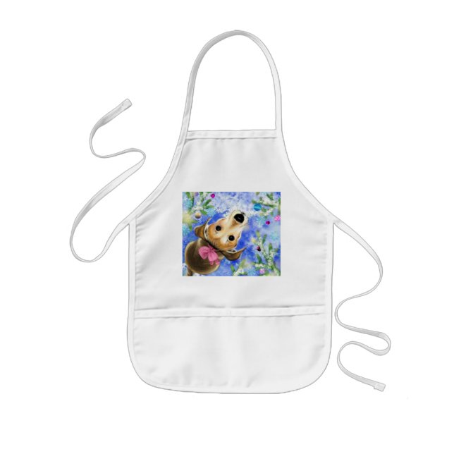 Delantal Infantil Puppy Con Cinta Rosa - Cuidada (Frente)