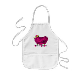 Delantal Infantil Ram Sheep Chinese Year Pink Kids Apron