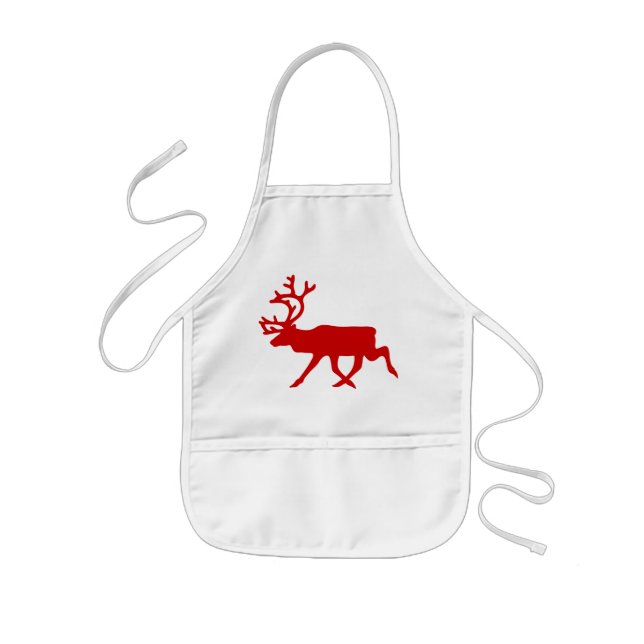 Delantal Infantil Resto Rojo / Silhouette Caribou (Frente)