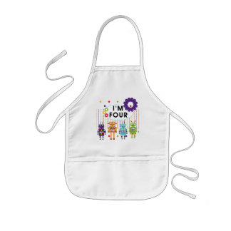 Delantal Infantil Robot 4ª camisetas de cumpleaños y regalos