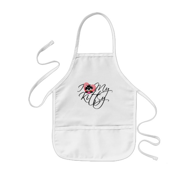 Delantal Infantil Rosa Me encantan mis camisetas y regalos Kitty (Frente)