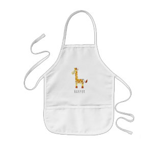 Delantal Infantil Safari de jirafa de unisex con nombre