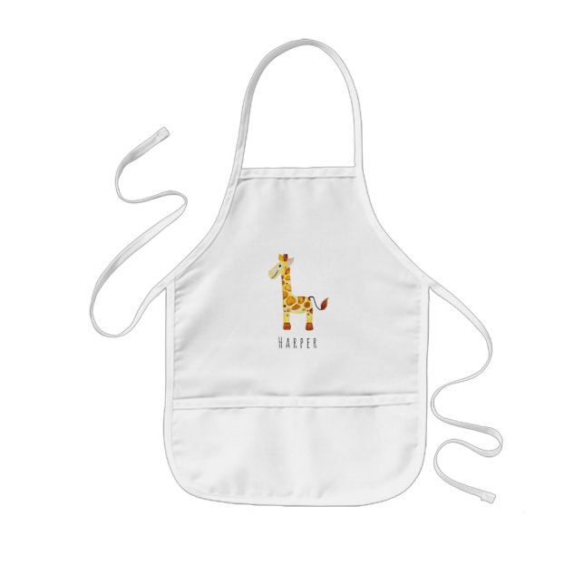 Delantal Infantil Safari de jirafa de unisex con nombre (Frente)