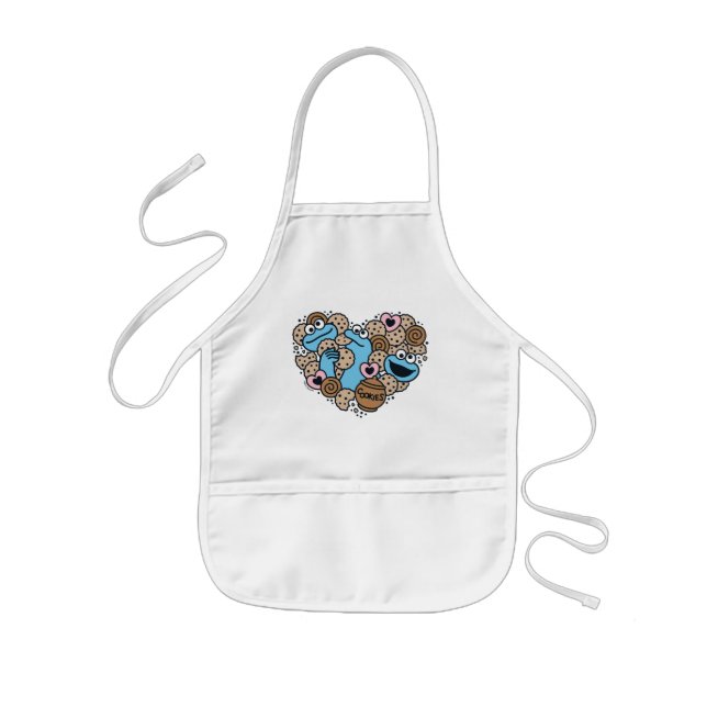 Delantal Infantil Sésamo | Cookie Monster Doodle Heart (Frente)